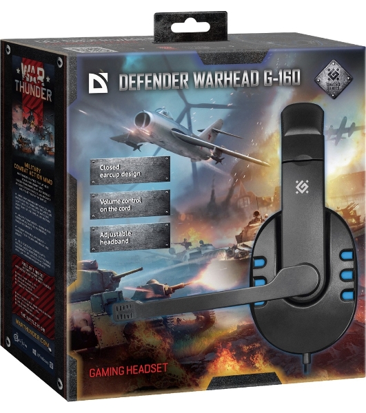 Гарнитура Defender Warhead G-160 чёрный/синий, проводная