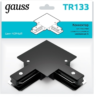 Коннектор для встраиваемых трековых шинопроводов Gauss угловой (L) черный 1/50