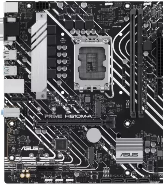 Материнская плата ASUS PRIME H610M-A-CSM, LGA 1700, Intel H610, 2xDDR5, 4xSATA, 2xM.2 PCIe 3.0 (x2, x4), 1xPCIe 4.0 x16, 1xPCIe x1, 1xHDMI, 1xDP, 1xVGA, 2xUSB-A 3.2 Gen 2, 4xUSB-A 2.0, 1x 1Gb LAN, 3x3.5 мм, 7.1, mATX