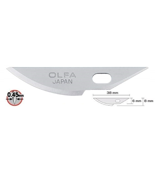 Лезвия Olfa OL-KB4-R/5 закругленные для ножа AK-4, 6(8)х38х0,45 мм, 5 шт
