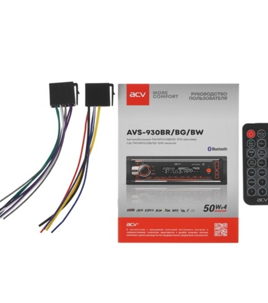 Автомагнитола ACV AVS-930BW, 1 DIN, Bluetooth, USB Type-A, AUX
