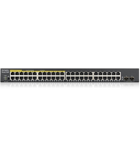 Kоммутатор Zyxel GS1900-48HPv2 Smart L2 PoE + switch, rack 19 ', 48xGE (24xPoE +), 2xSFP, PoE budget 170 W