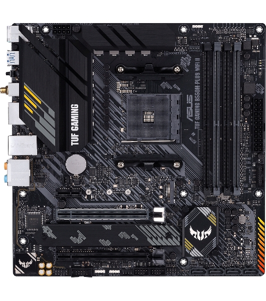 Материнская плата ASUS TUF GAMING B550M-PLUS WI-FI II, AM4, AMD B550, 4xDDR4, 4xSATA, 2xM.2, 1xPCIe 4.0 x16, 1xPCIe 3.0 x4, 1xPCIe x1, 1xDP, 1xHDMI, 1x 2.5Gb LAN, 1xUSB-C 3.2 Gen 2, 4xUSB-A 3.2 Gen 1, 2xUSB-A 2.0, 5x3.5 мм, TOSLINK, 7.1, mATX