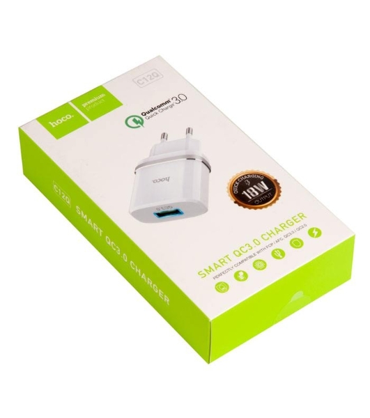 Сетевое зарядное устройство QC 3.0 HOCO HC-16262 C12Q 1 USB Выход: 5V_9V_12V, 18W белый