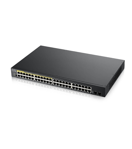Kоммутатор Zyxel GS1900-48HPv2 Smart L2 PoE + switch, rack 19 ', 48xGE (24xPoE +), 2xSFP, PoE budget 170 W