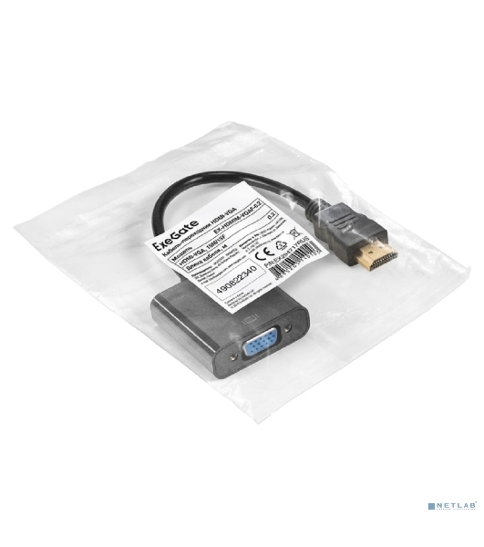 Кабель-переходник HDMI-VGA ExeGate EX-HDMIM-VGAF-0.2 (19M/15F, 0,2м)