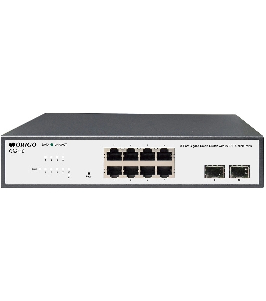 Коммутатор настраиваемый L2 8x1000Base-T, 2x1000Base-X SFP, комплект для установки в 19' стойку ORIGO OS2410/A1A