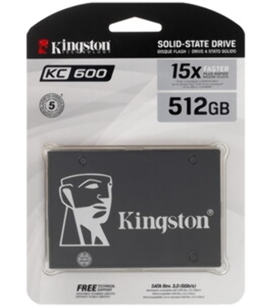 Накопитель SSD Kingston KC600, 512Gb, 2.5', SATA III, R/W 550/520