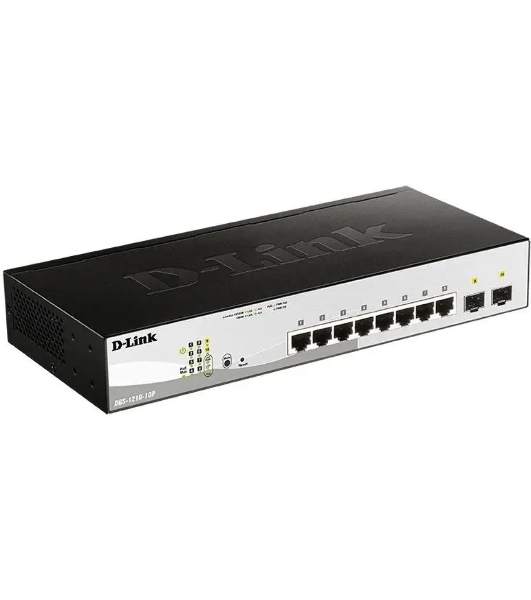 Коммутатор D-Link DGS-1210-10P/FL2A, 8×1 Гбит/с + 2×1 Гбит/с SFP, настраиваемый