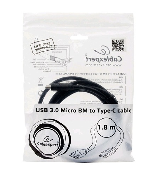 Кабель Cablexpert CCP-USB3-mBMCM-6 USB3.0 microBM/USB3.1TypeC, 1.8м, 