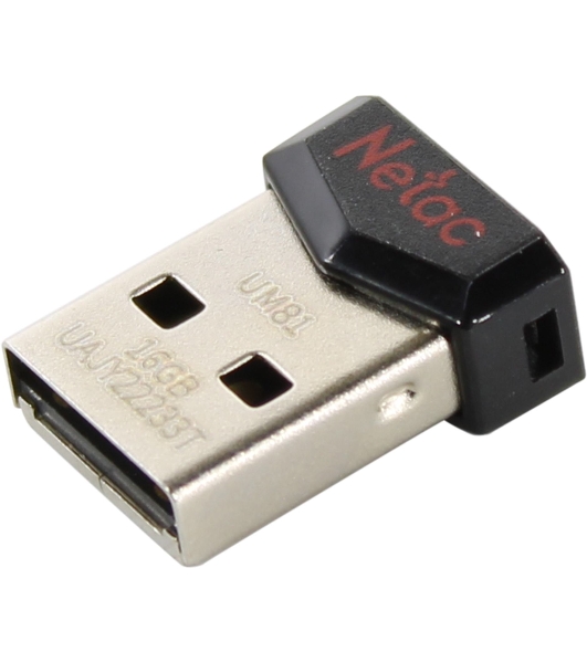 Флешка USB Netac UM81 (NT03UM81N-016G-20BK), 16Gb, USB 2.0, R/W 30/10, черный/красный