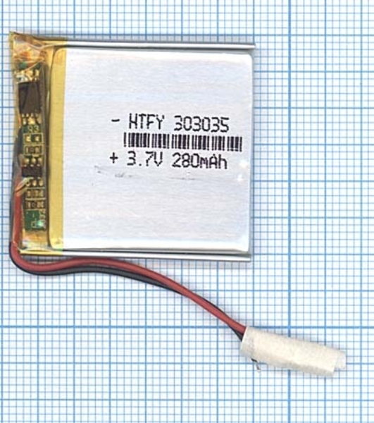 Аккумулятор Li-Pol (батарея) 3x30x35мм 2pin 3.7V/280mAh
