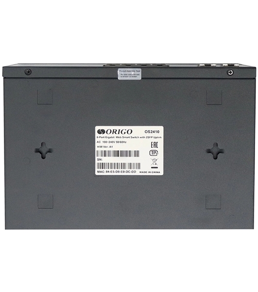 Коммутатор настраиваемый L2 8x1000Base-T, 2x1000Base-X SFP, комплект для установки в 19' стойку ORIGO OS2410/A1A