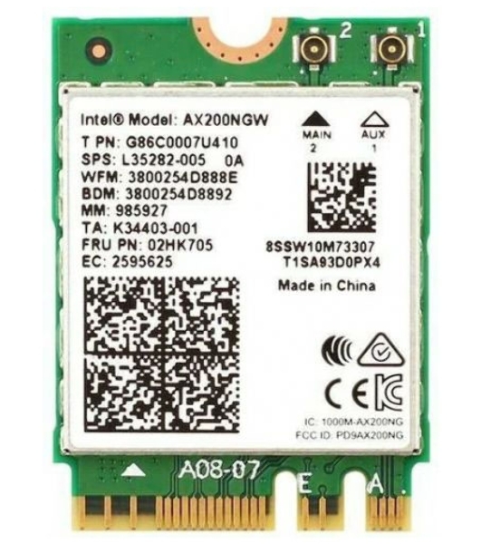 Плата сетевого контроллера Intel Wi-Fi 6 AX200, 2230, 2x2 AX+BT, No vPro, 985927