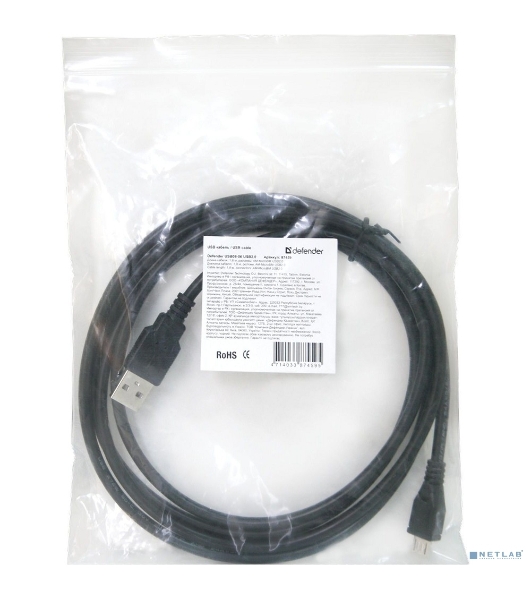Кабель Defender USB08-06 USB 2.0 кабель для соед. USB 2.0 AM-MicroBM,1.8м, PolyBag