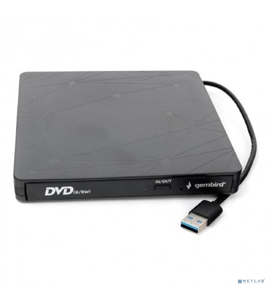 Оптический привод внешний с интерфейсом USB Gembird DVD-USB-03 пластик, черный