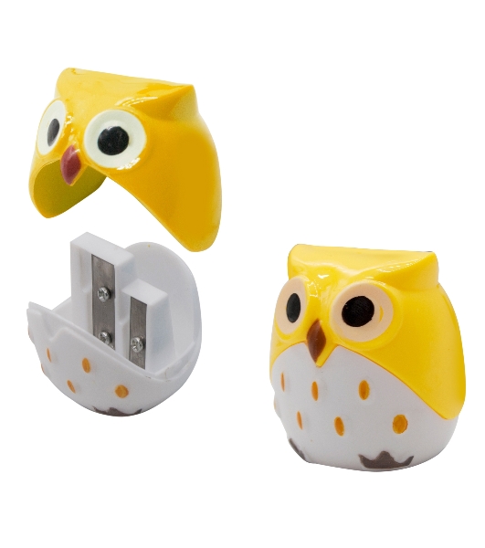 Точилка для карандашей ручная Silwerhof Owl Солнечная коллекция, 2 отверстия, пластик, ассорти, коробка