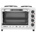 Мини-печь Sakura SA-7001WP 35л, духовка 1600 Вт,, механ.управление, 3 режима работы духовки (верх, низ, верх+низ), таймер на 60 минут, регулировка температуры духовки, комплектация - металлическая решетка, противень, круглая форма для выпечки (230х50 мм), ухват. белый., фото4