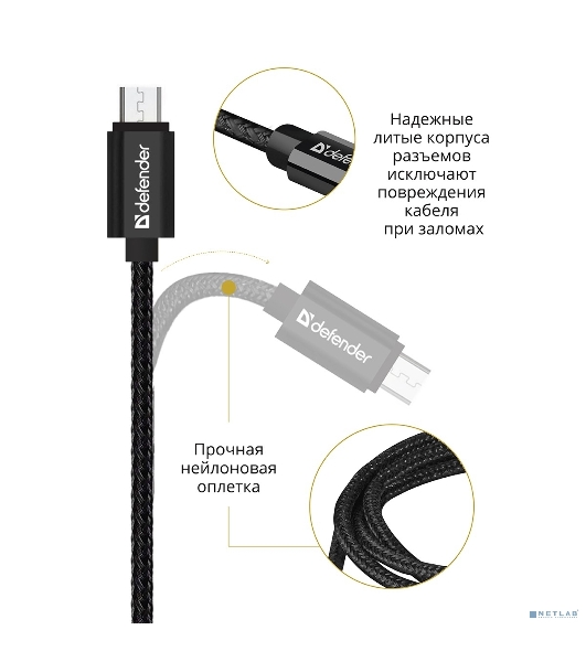 Кабель Defender USB 2.0 TO MICRO-USB 1M черный USB08-03T