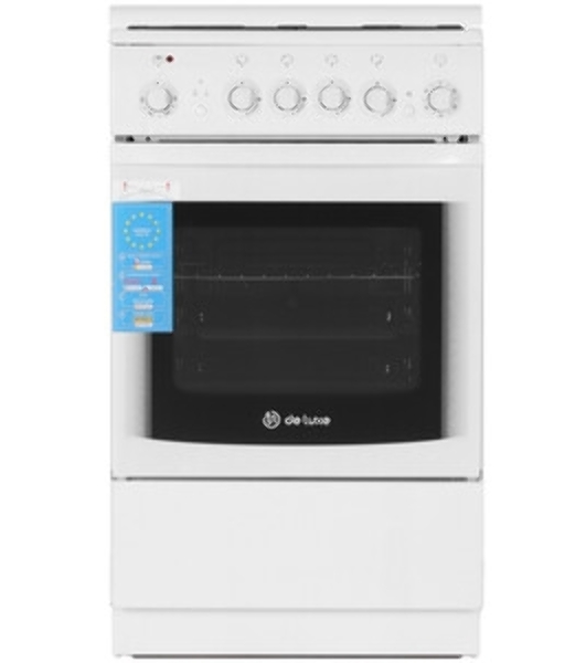 Плита комбинированная De Luxe 5040.20ГЭ (КР) ЧР белый, конфорок 4 шт, духовка 43 л, электроподжиг, 50 см x 85 см x 50 см