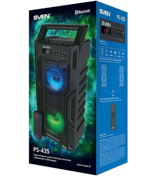 Колонка портативная Sven PS-435 черный 20W 2.0 BT/3.5Jack/USB 10м 2000mAh