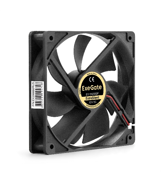 Вентилятор 12В DC ExeGate ExtraSilent ES12025B2P (120x120x25 мм, 2-Ball (двойной шарикоподшипник), 2pin, 1300RPM, 22dBA)