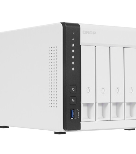 Сетевое хранилище SMB QNAP TS-433-4G NAS 4 HDD trays. ARM 4-core Cortex-A55 2.0GHz, ram 4 Gb (max), 1x1GbE, 1x2.5GbE, 2xUSB 2.0 port,1xUSB 3.2 Gen 1