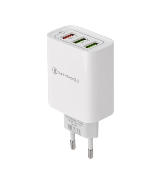 Сетевое зарядное устройство Rexant 3 x USB, 5V, 3 А + 1 А + 1 А, белый