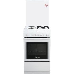 Плита комбинированная De Luxe 506022.05ГЭ (КР) ЧР 030 белый, конфорок 2 газовых и 2 электрических, духовка 54 л, 50 см x 85 см x 60 см