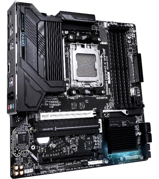 Материнская плата Gigabyte B850M GAMING X WIFI6E/WF6E, Socket AM5, AMD B850, 4xDDR5, 4xSATA, 2xM.2, 1xPCI-E 5.0 x16, 1xPCI-E 3.0 x4, 1xHDMI, 2xDP, 1x 2.5Gb LAN, 1xUSB-C 3.2 Gen 2, 1xUSB-A 3.2 Gen 2, 2xUSB-A 3.2 Gen 1, 4xUSB-A 2.0, 3x3.5 мм, 7.1, Micro-ATX