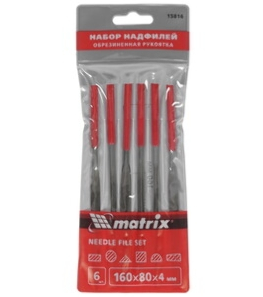 Набор Matrix надфилей, 160x4мм, 6 шт., обрезиненные рукоятки
