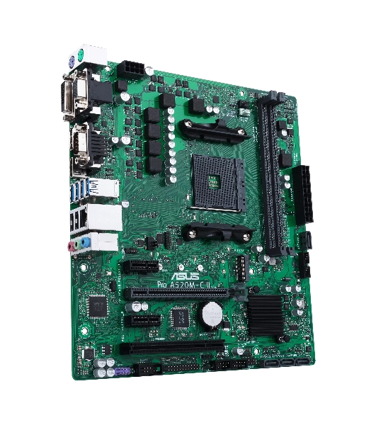 Материнская плата ASUS Pro A520M-C II/CSM, AM4, AMD A520, 2xDDR4, 4xSATA, 1xM.2, 1xPCI-E 3.0 x16, 2xPCI-E x1, 1xDVI-D, 1xDP, 1xHDMI, 1xVGA, 1x 1Gb LAN, 2xUSB-A 2.0, 4xUSB-A 3.2 Gen 1, 3x3.5 мм, Micro-ATX
