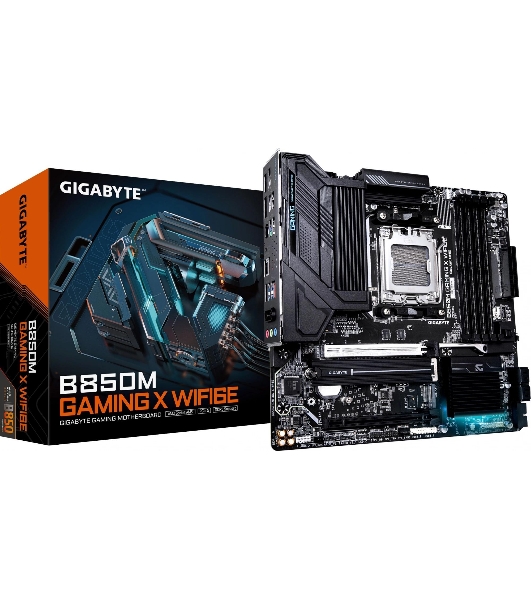 Материнская плата Gigabyte B850M GAMING X WIFI6E/WF6E, Socket AM5, AMD B850, 4xDDR5, 4xSATA, 2xM.2, 1xPCI-E 5.0 x16, 1xPCI-E 3.0 x4, 1xHDMI, 2xDP, 1x 2.5Gb LAN, 1xUSB-C 3.2 Gen 2, 1xUSB-A 3.2 Gen 2, 2xUSB-A 3.2 Gen 1, 4xUSB-A 2.0, 3x3.5 мм, 7.1, Micro-ATX