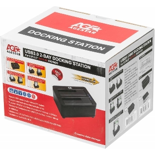 Докстанция 2x2,5'/3,5' SATAIII AgeStar 3UBT8 (SILVER) USB 3.0, пластик, серебристый