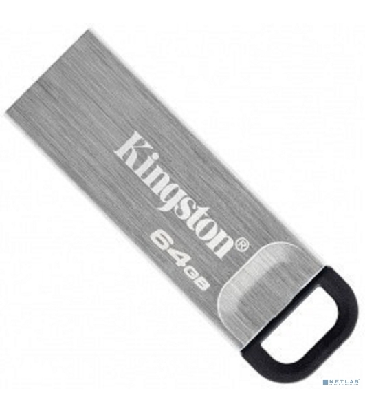Флешка USB Kingston DataTraveler KYSON (DTKN/64GB), 64Gb, USB 3.2 Gen 1, R/W 200/60, серебристый/черный