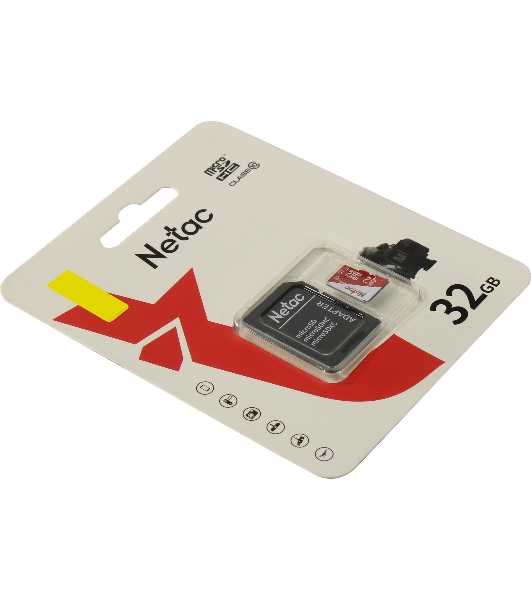 Флеш карта Netac P500 ECO 32Gb MicroSDHC C10 up to 80Mb/s, retail pack with SD Adapter