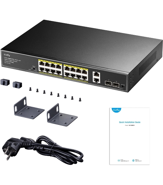 Коммутатор Cudy GS1018PS2, 16×1 Гбит/с, 2×1 Гбит/с Combo (RJ-45/SFP), 2×1 Гбит/с SFP