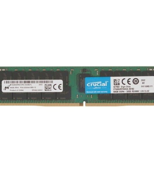Оперативная память Crucial, DDR4, 64GB (1x64GB), 3200MHz, CL22, ECC, RDIMM