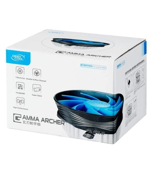 Кулер для процессора DEEPCOOL GAMMA ARCHER синий, 120 мм, алюминий, 1600 об/мин, 26.1 дБ, 3 pin, 95 Вт, 65.5 мм