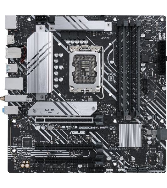 Материнская плата ASUS PRIME B660M-A WIFI D4, Socket LGA 1700, Intel B660, 4xDDR4, 4xSATA, 2xM.2, 1xPCIe 4.0 x16, 1xPCIe 3.0 x16, 1xDP, 2xHDMI, 1x 1Gb LAN, 2xUSB-A 3.2 Gen 2, 4xUSB-A 2.0, 3x3.5 мм, 7.1, mATX