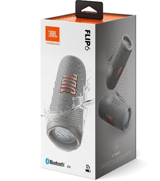 Портативная акустика JBL Flip 6 серый, Bluetooth 5.1