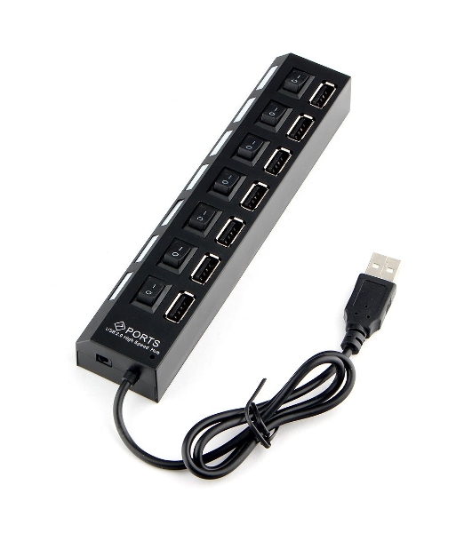USB-концентратор Gembird UHB-U2P7-02, USB 2.0, USB 7 портов, USB/Адаптер: 5 В / 2 A