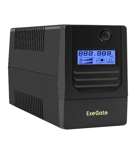Источник бесперебойного питания ExeGate Smart LB-1000.LCD.AVR.2SH (1000VA/650W, LCD, AVR, 2*Schuko, батарея 12V 9Ah, черный)