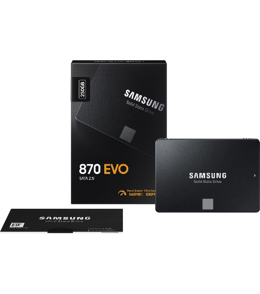 Накопитель SSD Samsung 870 EVO, 250Gb, SATA III, 2.5', R/W 560/530