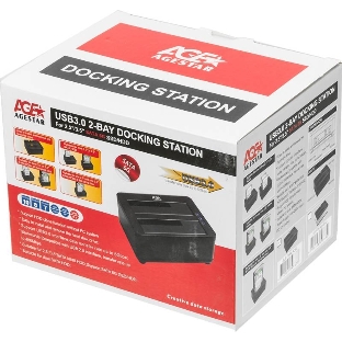 Докстанция 2x2,5'/3,5' SATAIII AgeStar 3UBT8 USB 3.0, пластик, черная