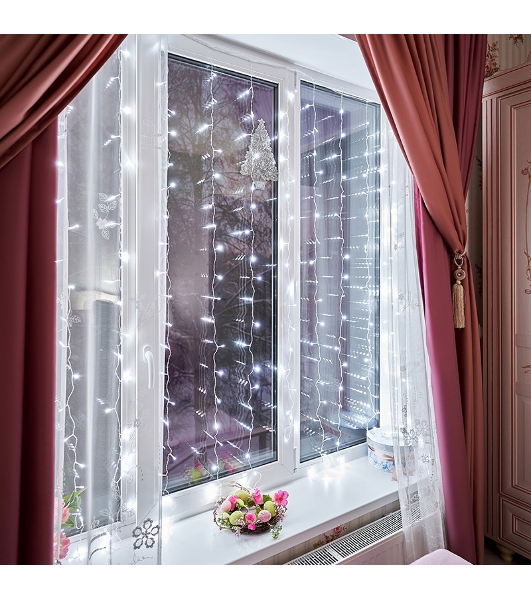 Гирлянда Neon-night 'Светодиодный Дождь' 2,5x2м, свечение с динамикой, прозрачный провод, 230 В, диоды белые