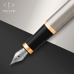 Ручка перьевая Parker IM Core F321 (CW1931649) Brushed Metal GT F сталь нержавеющая, подарочная коробка, фото4