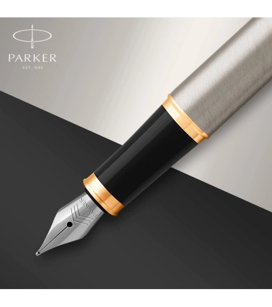 Ручка перьевая Parker IM Core F321 (CW1931649) Brushed Metal GT F сталь нержавеющая, подарочная коробка