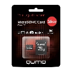 Флеш карта QUMO MicroSDHC 16Gb Сlass 10, адаптер в комплекте SD, черно-красная картонная упаковка, фото2