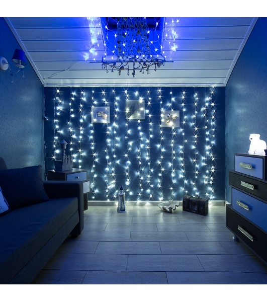 Гирлянда Neon-night 'Светодиодный Дождь' 2,5x2м, свечение с динамикой, прозрачный провод, 230 В, диоды белые